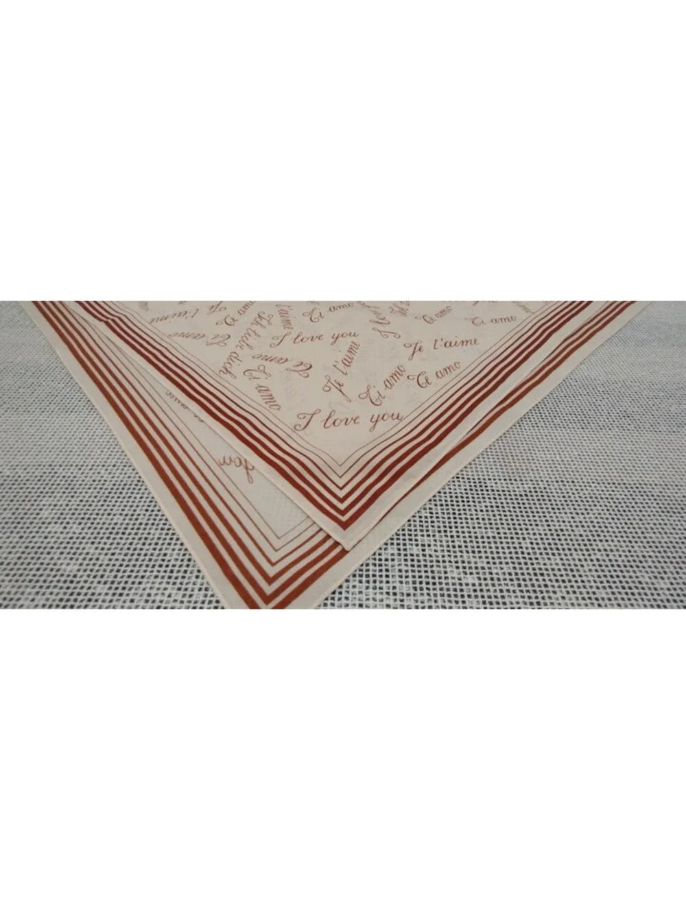 Vintage Italy 1970s Je T'aime Ti Amo I LOVE YOU SCARF 1980s LOVE Brown Polyester